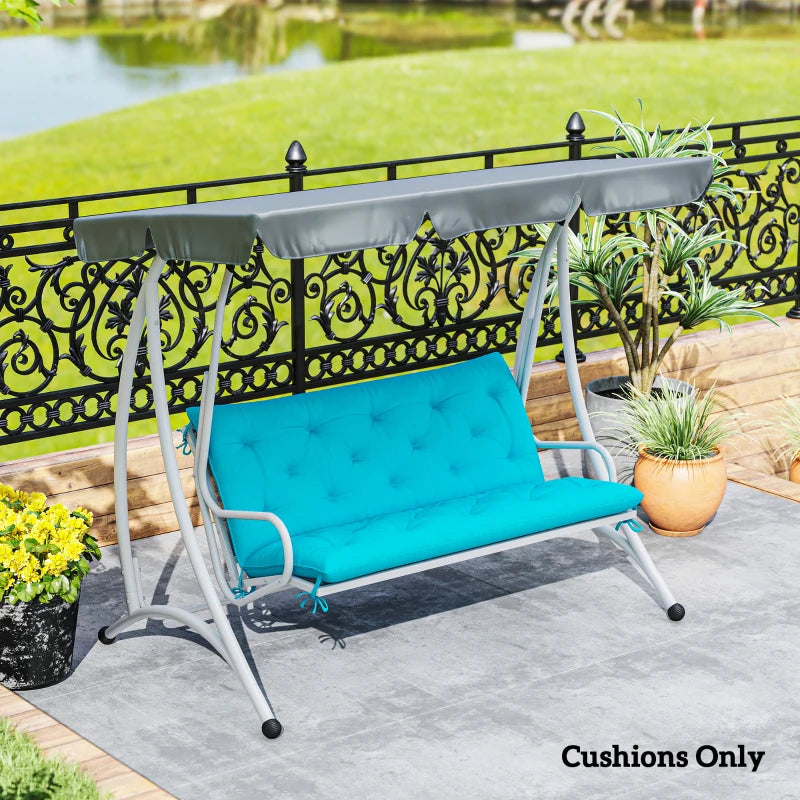 2 Seater Garden Bench Cushion, Soft Thick Outdoor Non-Slip 2 Seater Soft Pad With Backrest for Garden Patio, 47" x 43" x 5", Turquoise