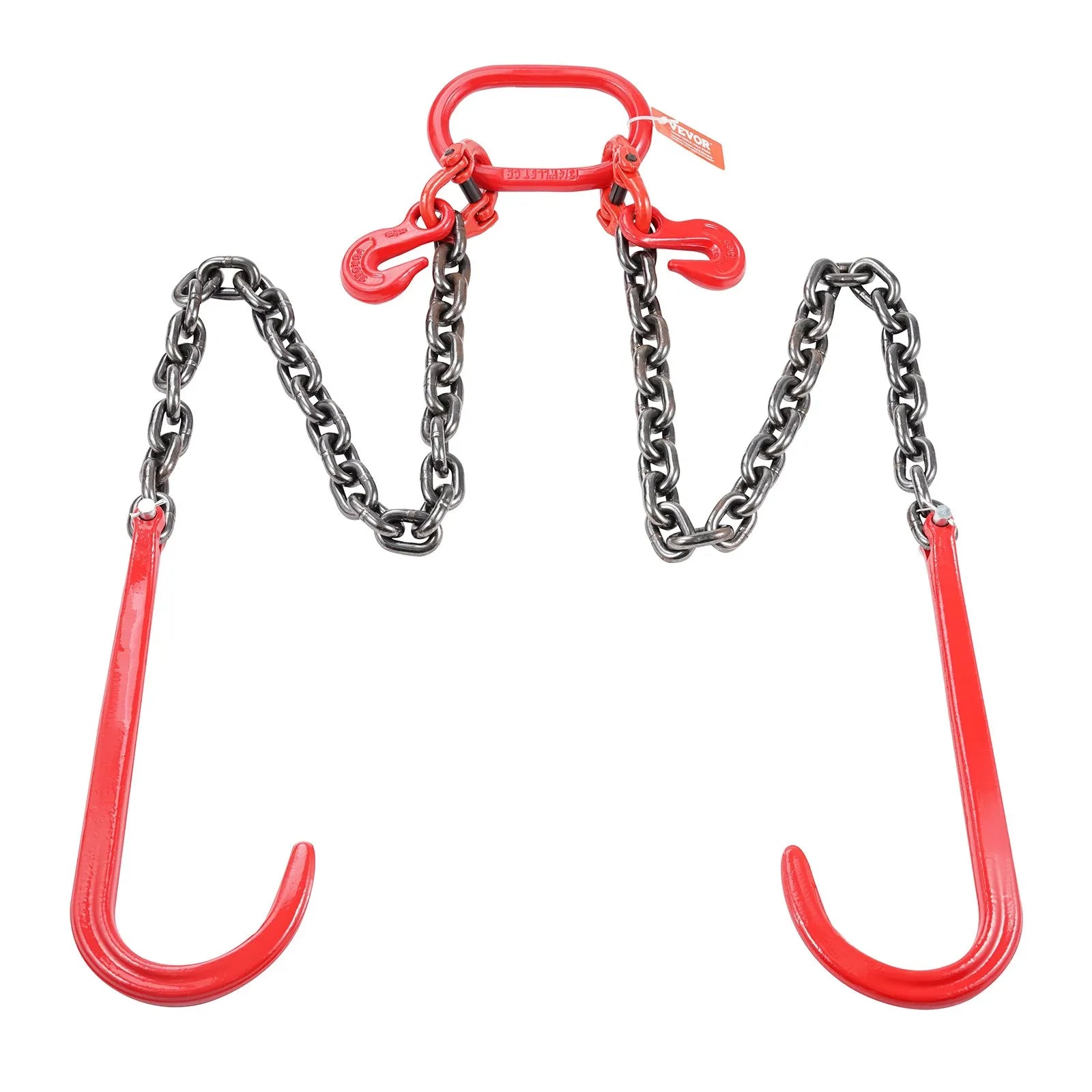 VEVOR 3/8" x 3' G80 Tow Chain J Hook V-Chain Bridle Grab Hook Wrecker 15600 lbs