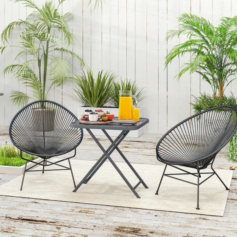 27.5" Square Outdoor Patio Table, Outdoor Folding Table with Grid Rattan-Like Top for Camping, Picnic, Light Grey