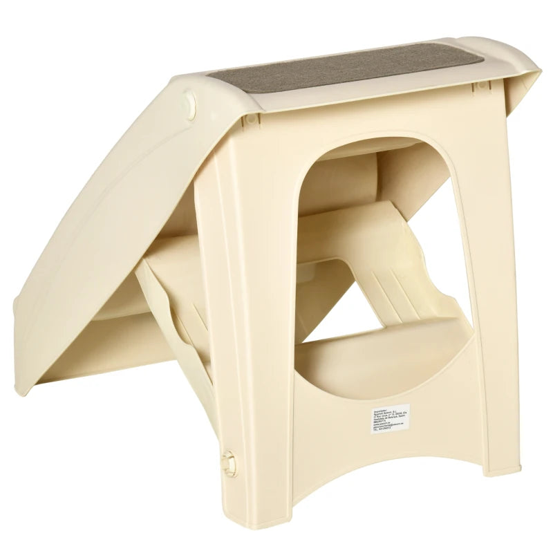 4-Level Portable Dog Stairs, Foldable Dog Steps for Small Dogs, Lightweight Cat Steps, with Nonslip Soft Mats, for High Bed, Sofa, Beige