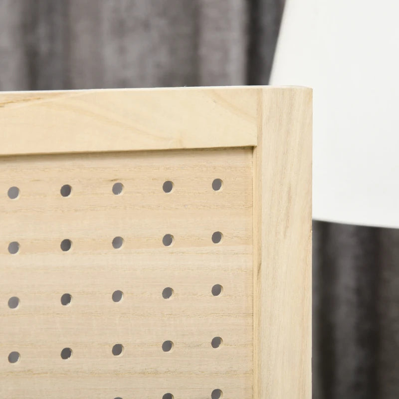 4.7' 3 Panel Wooden Room Divider with Pegboard Display, Folding Privacy Screen for Home Office, Natural