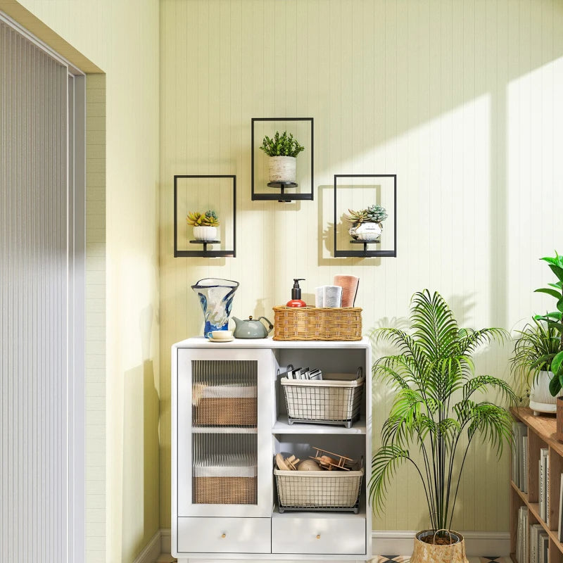 3 Pack Wall Planters for Indoor Plants, Wall-Mounted Metal Plant Stand Shelves, Picture Frame Wall Decor Hanger