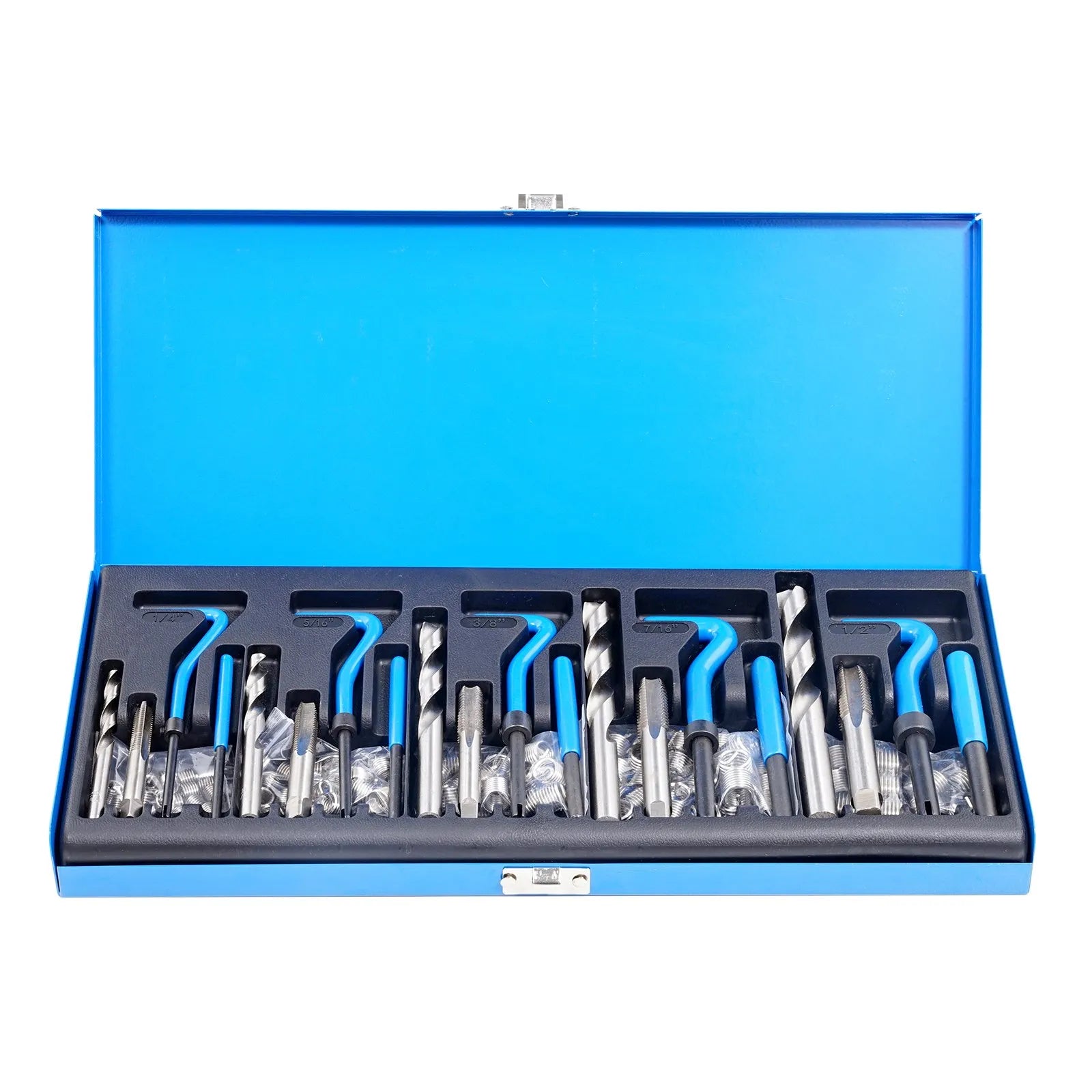 VEVOR 131 PCS Helicoil Thread Repair Kit SAE Tool 1/4 5/16 3/8 7/16 1/2 in UNC