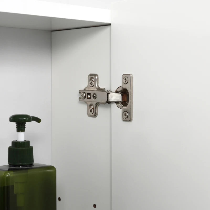 28" x 24" Wall Mounted Mirror Cabinet, Bathroom Medicine Cabinet with Mirror, 3 Doors and Adjustable Shelves, White