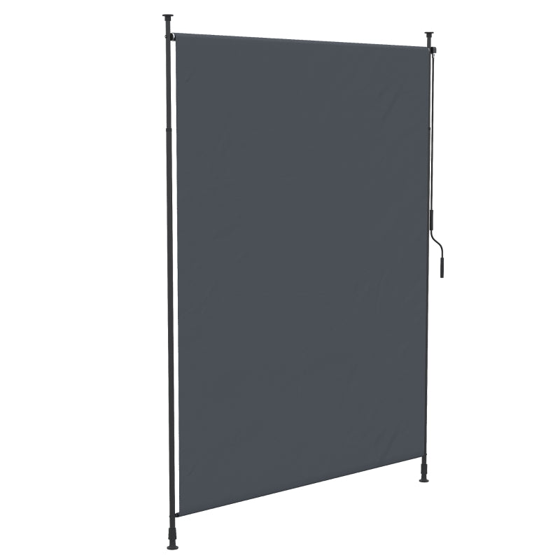 7' x 10' Retractable Patio Awning, Manual Outdoor Privacy Screen with UPF40+ & Water-Resistant Fabric, Grey