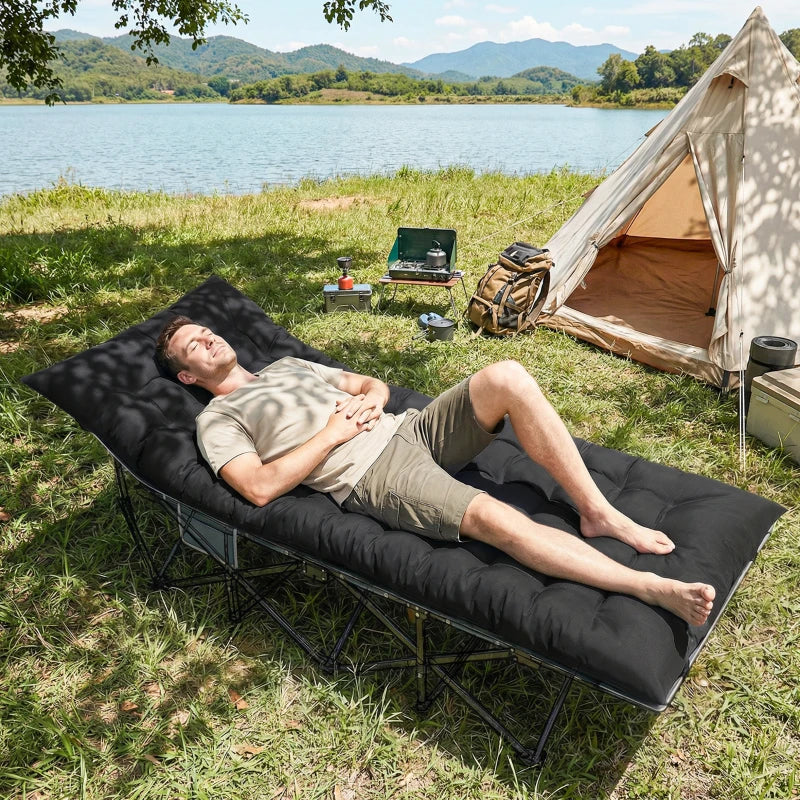 Sleeping Mat, Camping Mattress Pad with Elastic Straps, Black