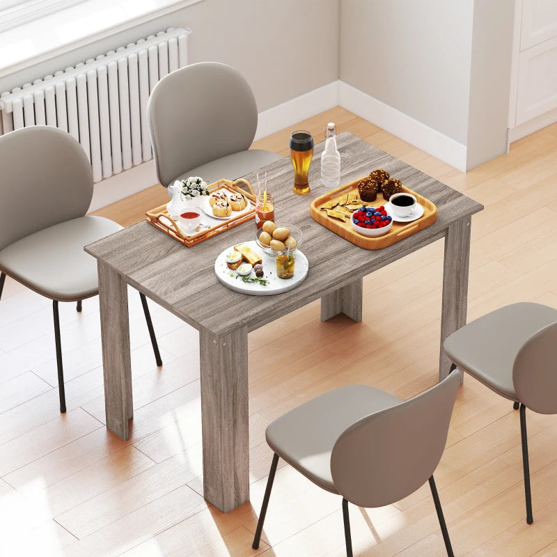 47" Kitchen Table for 4-6 People, Dining Table with Wood Effect for Dining Room, Light Grey