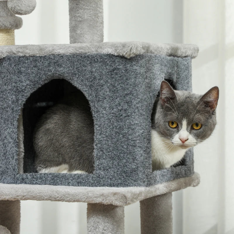 41 Inch Cat Tree with Scratching Posts, Cat Bed, Condo, Grooming Brush, Jumping Platforms, Toy Balls, Anti-tip Kit
