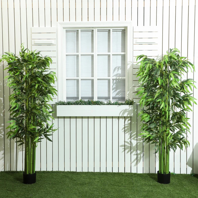 6FT Artificial Bamboo Trees Set of 2, Fake Plants with Nursery Pot for Indoor Decor