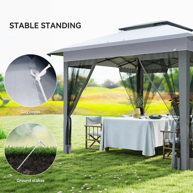 12' x 12' Pop Up Canopy Sun Shade Instant Tent Folding with Mesh Sidewalls, Grey