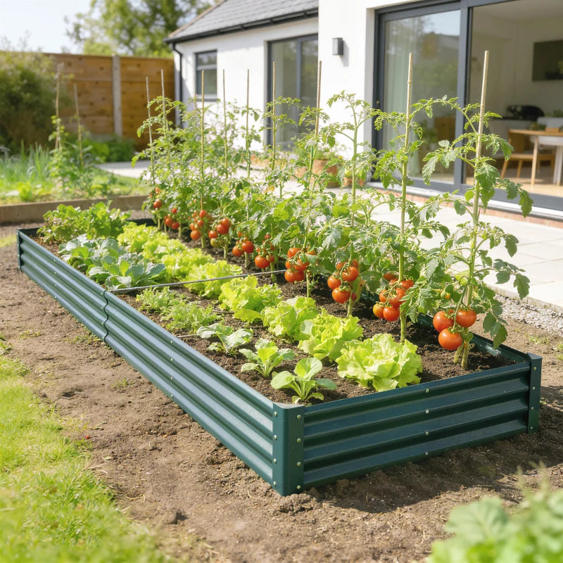 12 x 4 x 1ft Galvanized Raised Garden Bed, Reinforced Outdoor Planter Box with Open Bottom, Green