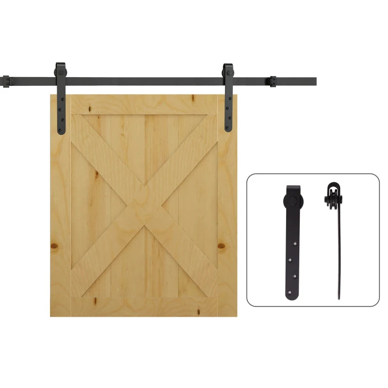 6FT Antique Sliding Barn Wood Door Hardware Kit Cabinet Closet Hanger Set for Single Door Coffee