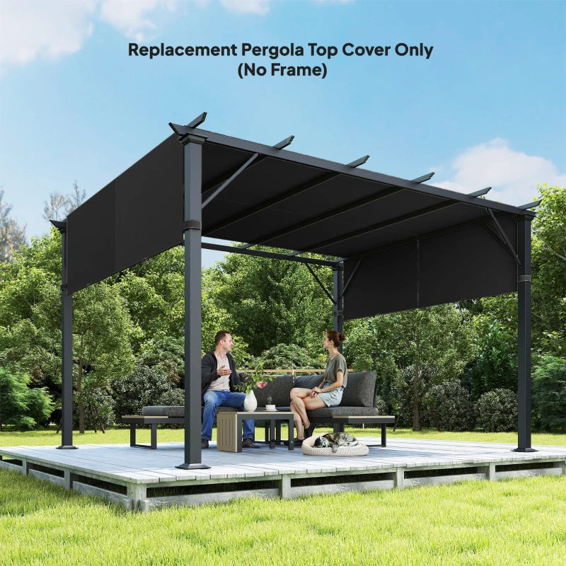 2 Pcs UV Protection Pergola Replacement Canopy, Pergola Shade Cover, Easy to Install, for 10' x 10' Pergola, Black