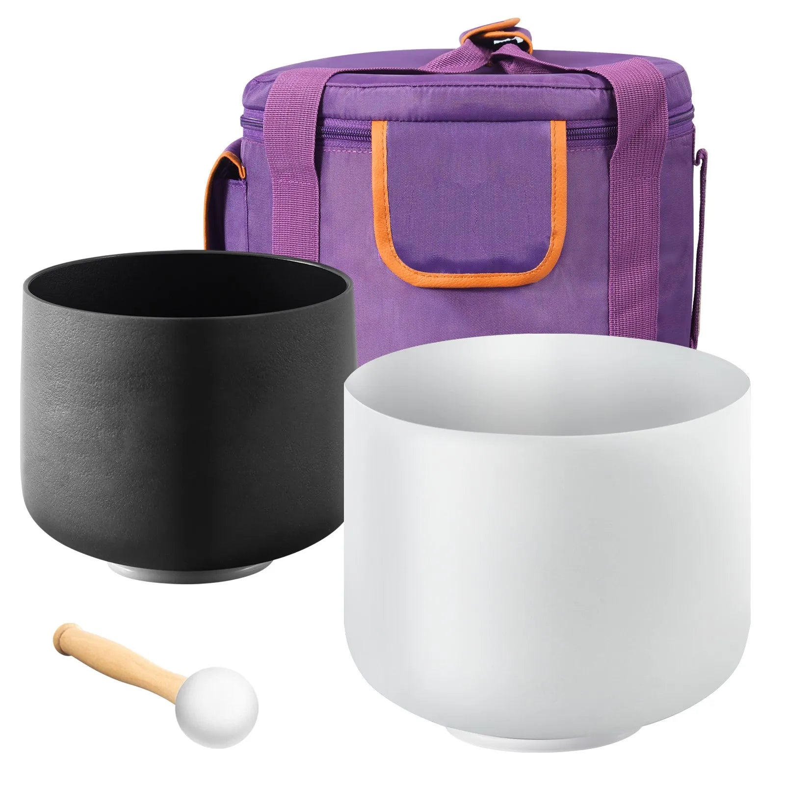 2PCS Crystal Singing Bowls 8" and 10" A & F Note Singing Bowls with Carrying Bag