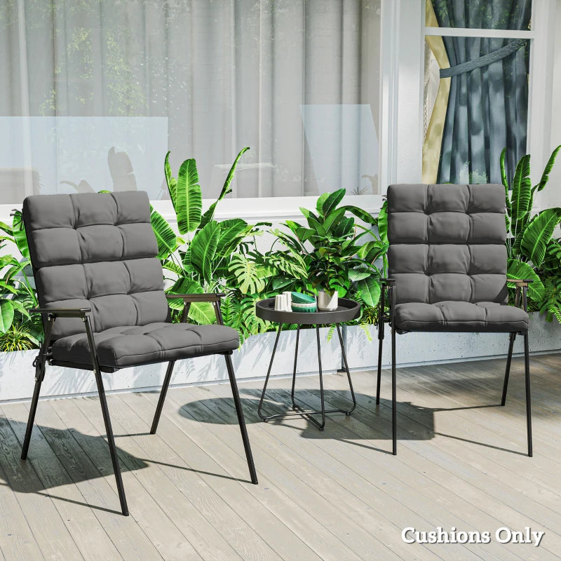 2-Piece Back Seat Cushion Replacement, Outdoor Patio Chair Cushions Set with Ties, Button Tufted, Dark Grey