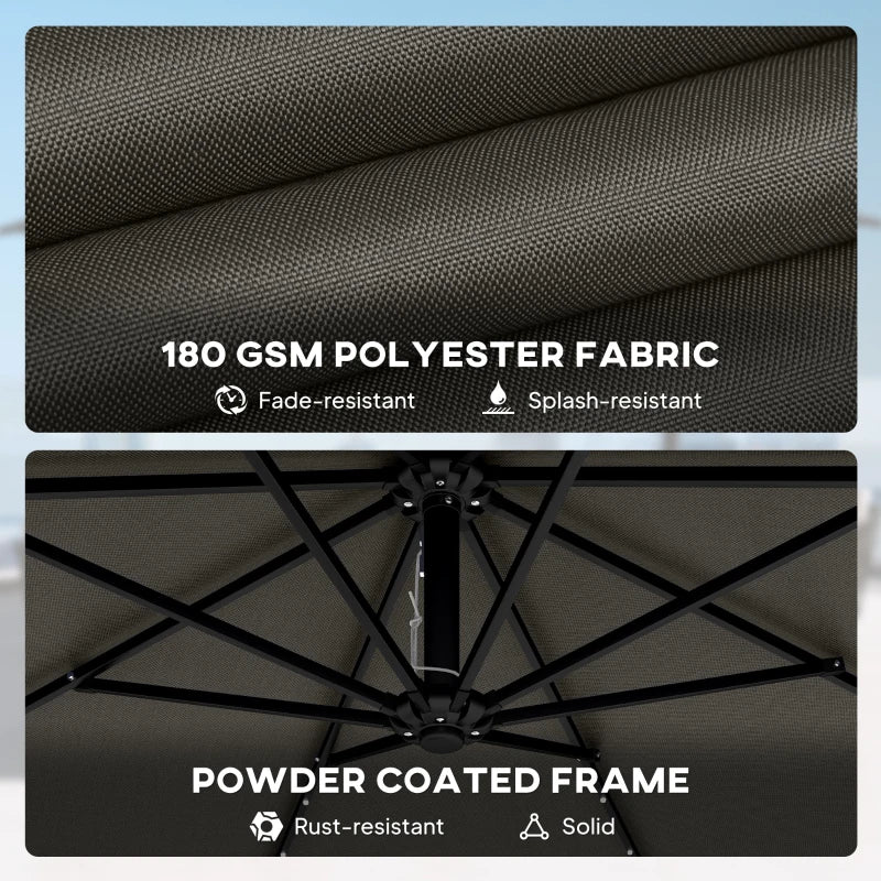 11.3 ft Cantilever Patio Umbrella with Light, Cover, Aluminium UPF50+ Offset Outdoor Umbrella Parasol, Dark Grey