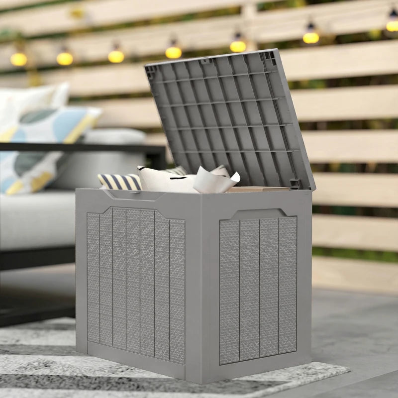 28 Gallon Deck Box, Resin Outdoor Storage Box with Handles, Waterproof and UV Resistant Storage Container