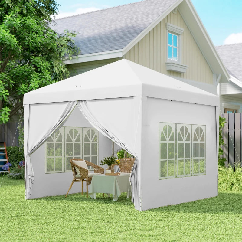 10'x10' Outdoor Pop Up Party Tent Wedding Gazebo Canopy with Carrying Bag (White)