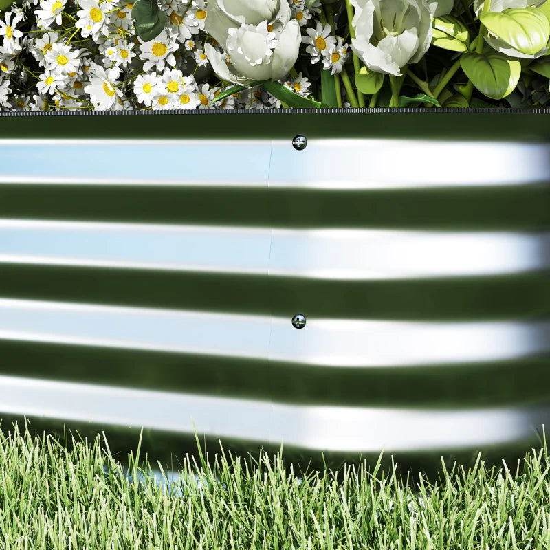 3.4'x3.4'x1' Outdoor Raised Garden Bed, 2-Tier Galvanized Planter Box with Safety Edging for Vegetable, Flower, Fruit