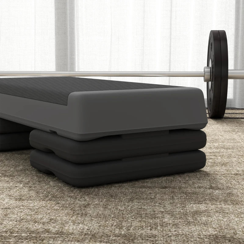 Soozier Adjustable Exercise Step Platform, 3-Level with Risers 4", 6", 8" Aerobic Stepper, 550lbs Weight Capacity, Grey
