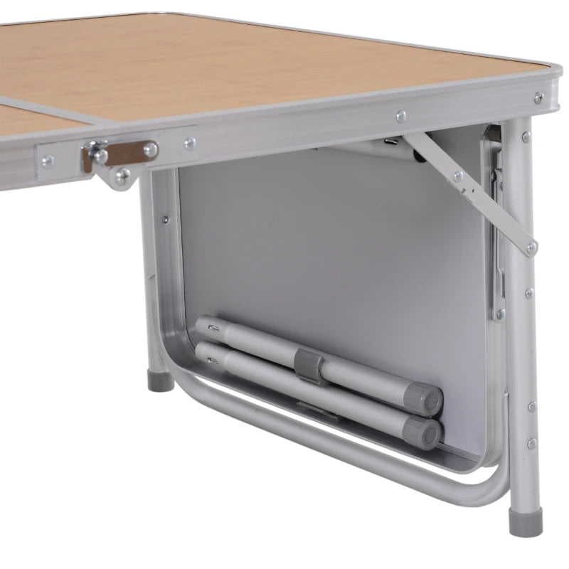 3ft Picnic Table with Slide Shelf Outdoor Portable Aluminum Folding Table 2 Adjustable Height