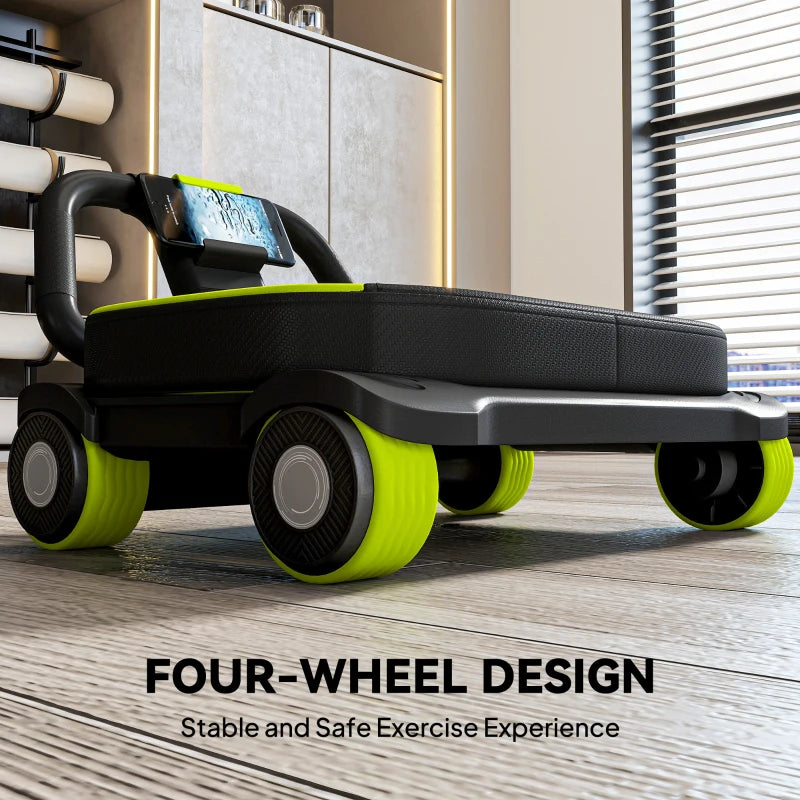 Soozier Ab Wheel Roller, Automatic Rebound Abdominal Wheel, Core Training Equipment with Phone Holder and Foldable Handle