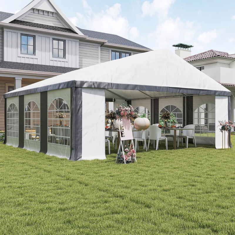 20' x 20' Heavy-duty Large Wedding Tent, Outdoor Carport Garage Party Tent, Patio Gazebo Canopy with Sidewall, Grey