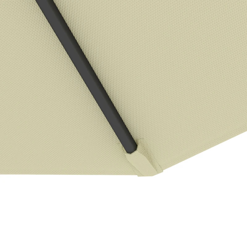 10' Deluxe Patio Umbrella, Outdoor Market Parasol, Banana Hanging Offset Sunshade with Crank, Cross Base, Beige