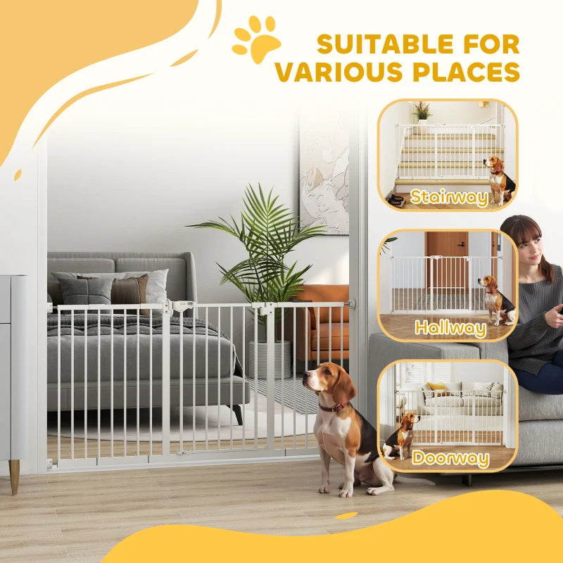 30 Inch Tall Pet Gate with Door Dog Gate and Barrier Indoor for Stairs Includes 7", 8", 12" Extensions Kit