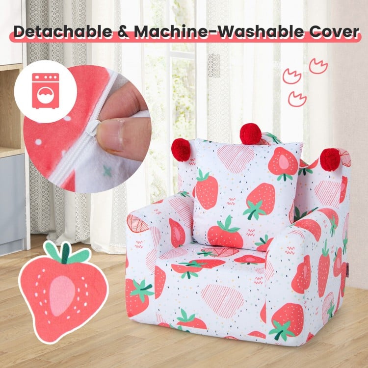 High-density Padding Kids Sofa with Armrest and Extra Pilow-Pink