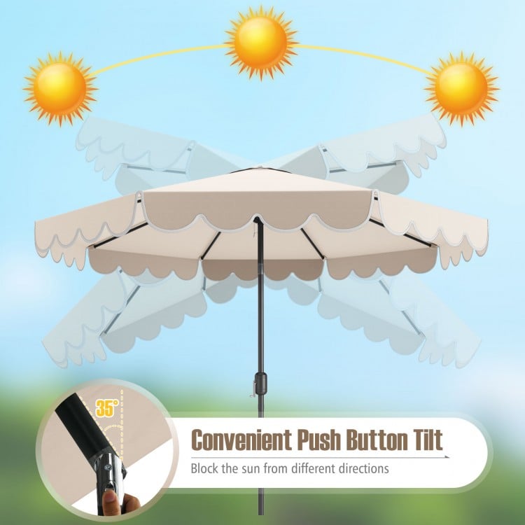 10 Feet Patio Umbrella Outdoor Market Umbrella with Crank Tilt Adjustment-Beige