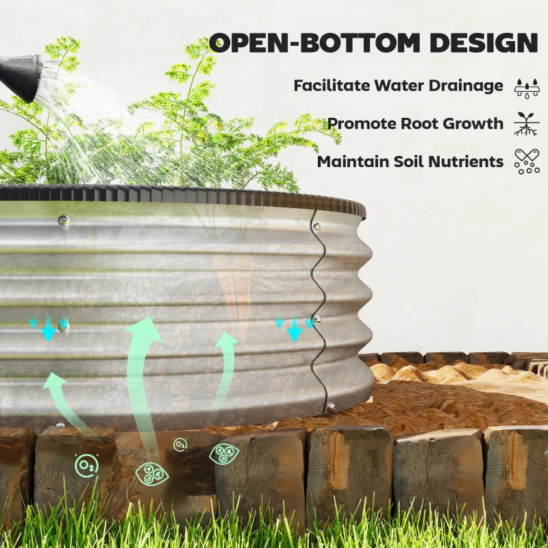 2Pcs Galvanized Raised Garden Bed, 4 x 3 x 1 ft Modular Metal Garden Beds with Rubber Strip Edging, Silver
