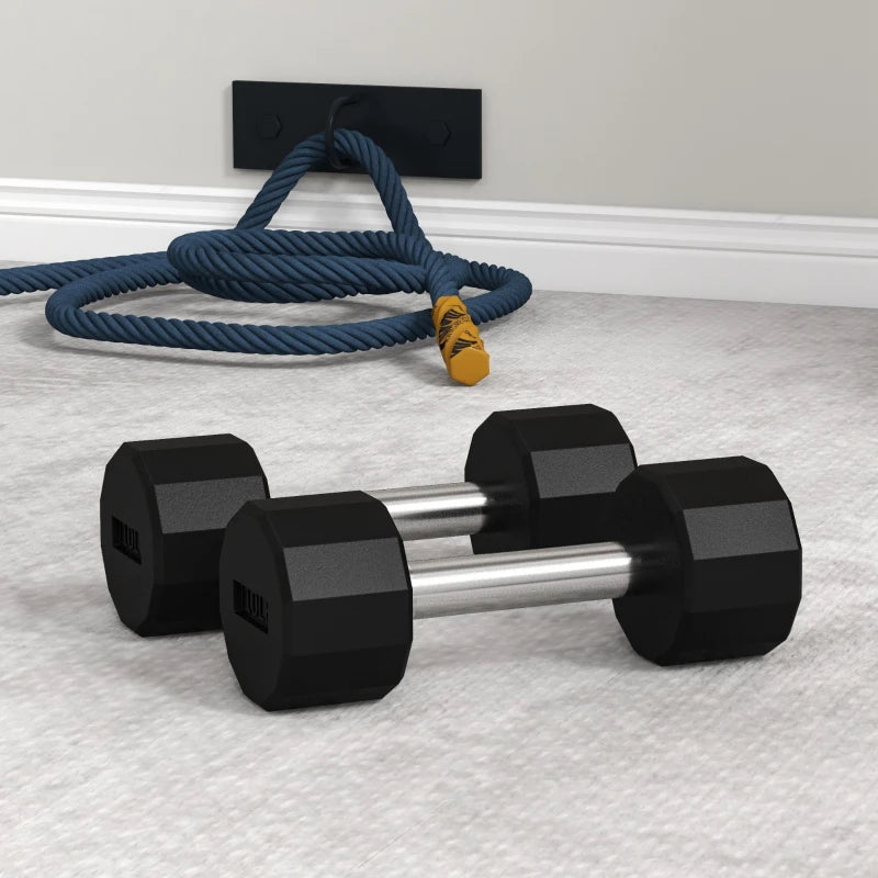 Soozier 2 x 10lbs Dumbbells Set with Non-Slip Grip, Rubber Covered Weights for Men Women Home Gym Workout