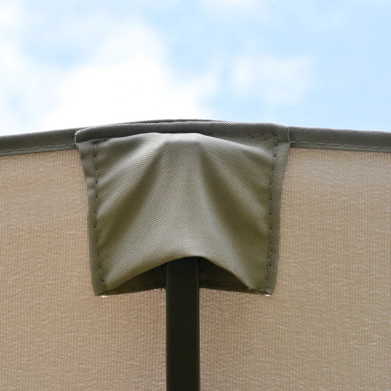 15' Outdoor Patio Umbrella with Twin Canopy Sunshade Steel Table Umbrella w/ Lift Crank, Cross base, Sandbag, Light Grey