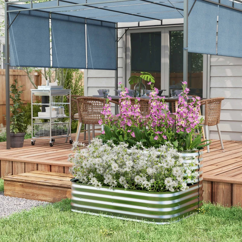 4'x3'x1' Outdoor Raised Garden Bed, 2-Tier Galvanized Planter Box with Safety Edging for Vegetable, Flower, Fruit