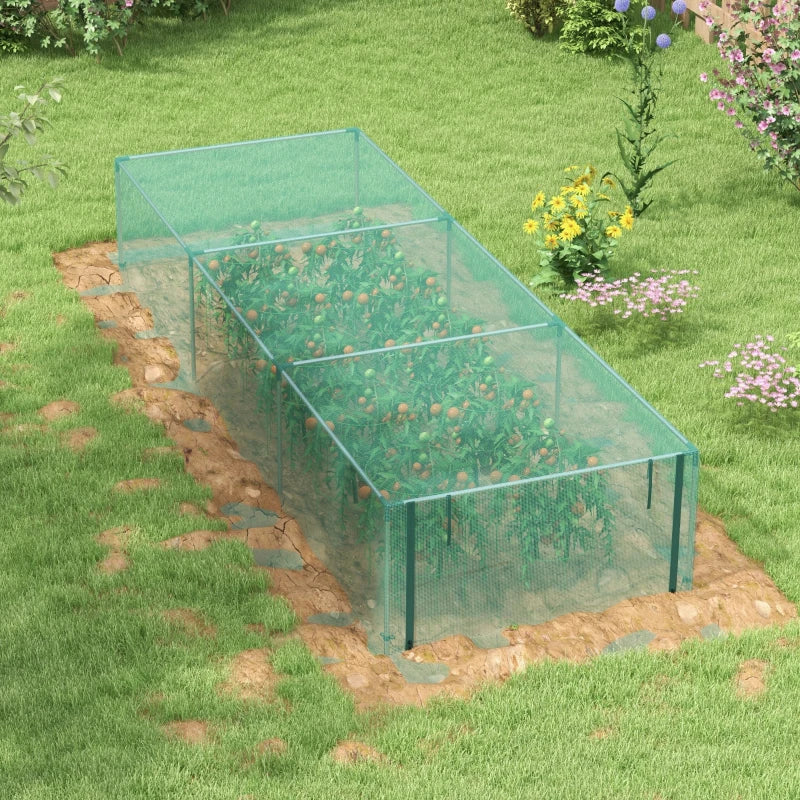 12' x 4' Plant Protection Cage with Zipper Roll-Up Door, Plant Protector from Animals with Galvanised Steel Frame
