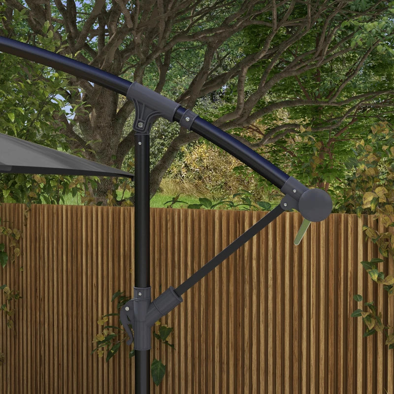3(m) patio offset umbrella, with Cross Base - Dark Grey