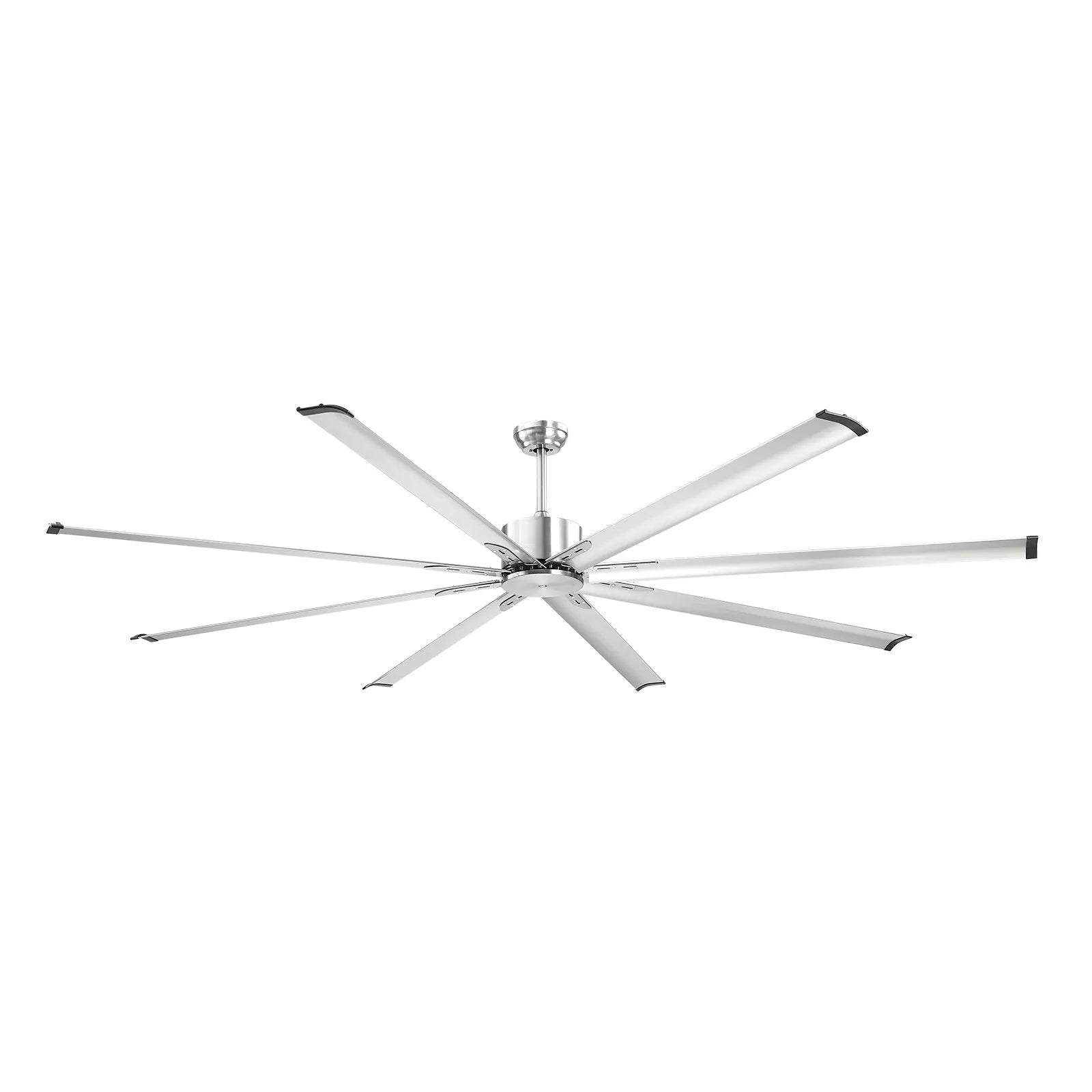 VEVOR 96" Aluminum Reversible Ceiling Fan No Light Remote Control Brushed Nickel