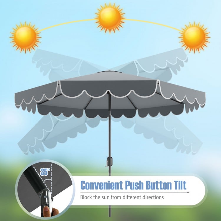 10 Feet Patio Umbrella Outdoor Market Umbrella with Crank Tilt Adjustment-Gray