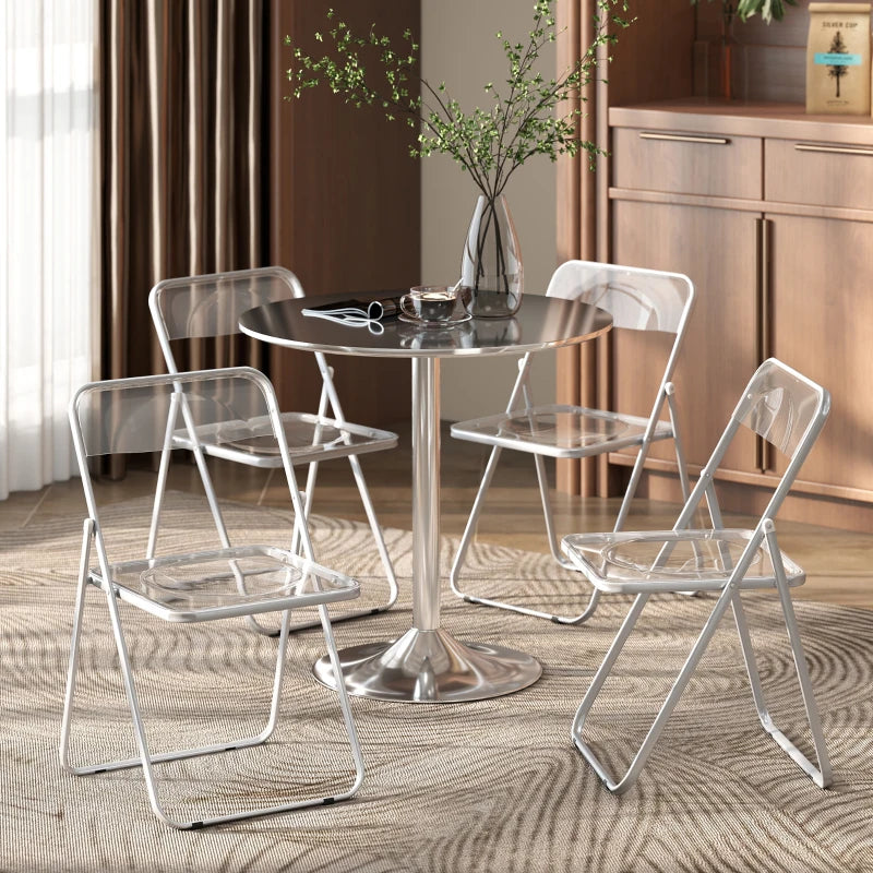 4 Pack Acrylic Foldable Chairs, Transparent Folding Chairs for Living Room, Home Office, Party, Clear