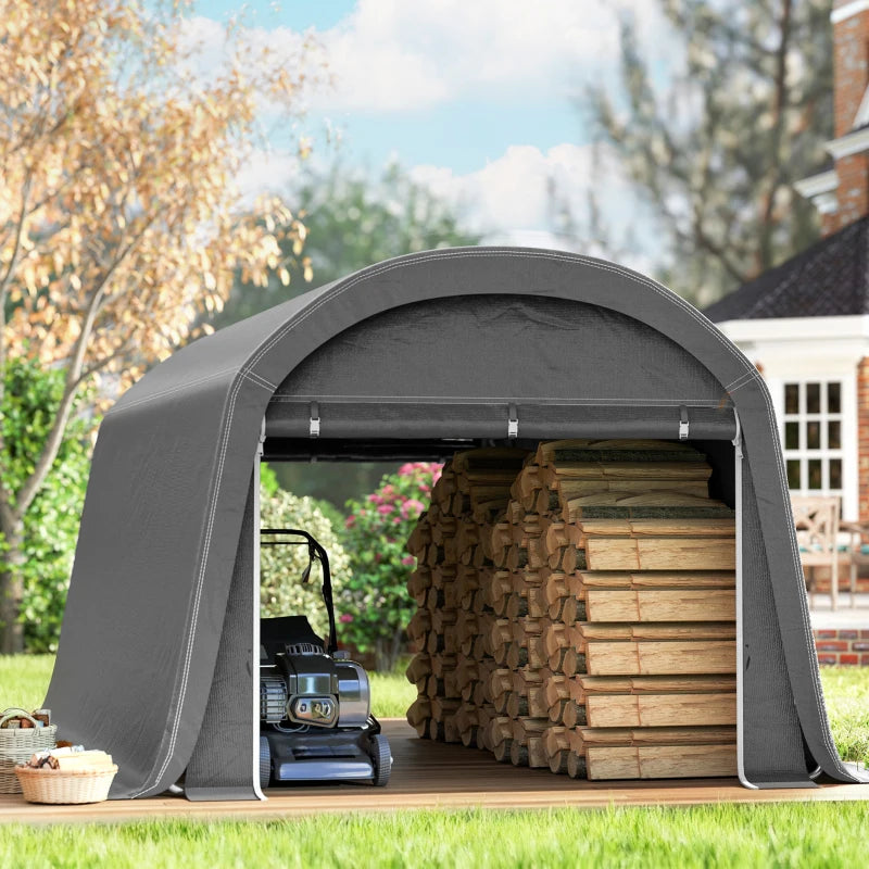 10' x 15' Portable Shed, Outdoor Storage Shed Tent with Roll-Up Zipper Door for Patio Garden Garage, Dark Grey