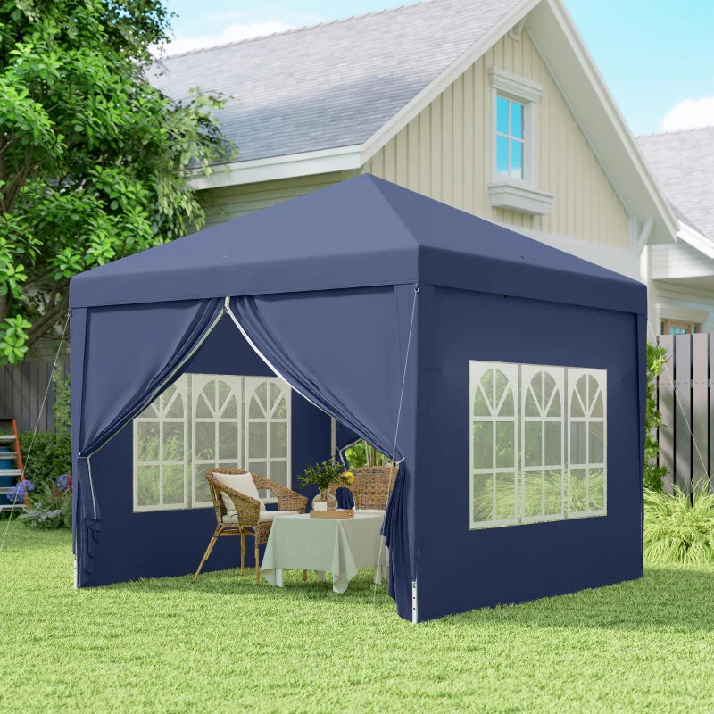 10'x10' Outdoor Pop Up Party Tent Wedding Gazebo Canopy with Carrying Bag (Blue)