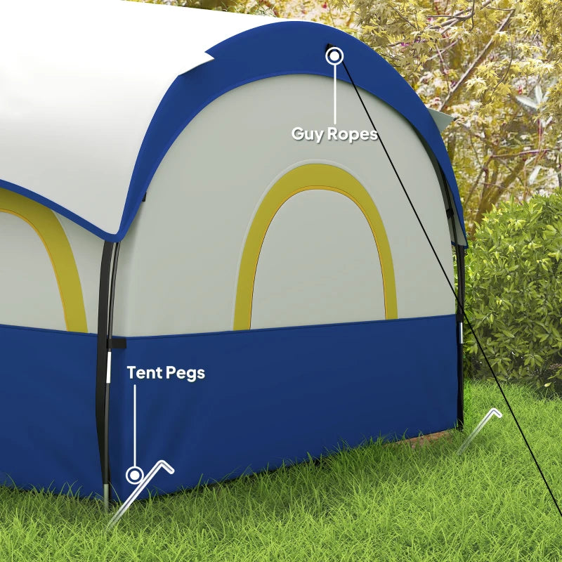 4-6 Person Camping Tent, 3 Room Cabin Tent, 3000mm Waterproof and UPF30+ with Sewn in Groundsheet and Carry Bag, Blue