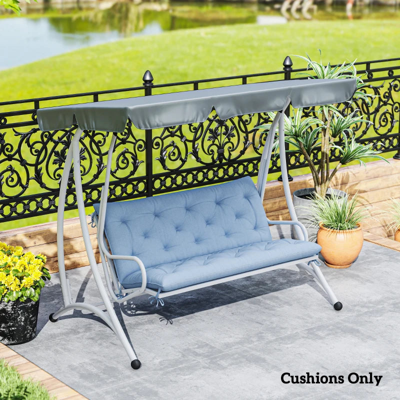 2 Seater Garden Bench Cushion, Soft Thick Outdoor Non-Slip 2 Seater Soft Pad With Backrest for Garden Patio, 47" x 43" x 5", Light Blue