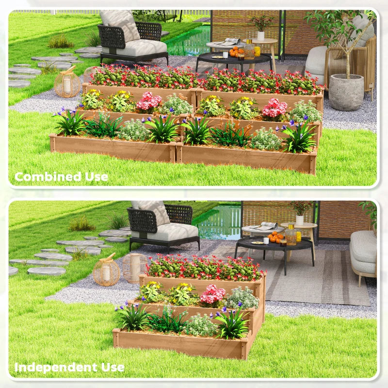 3-Tier Garden Bed Planter Box for Backyard, Patio, 49"x49"x22", Brown
