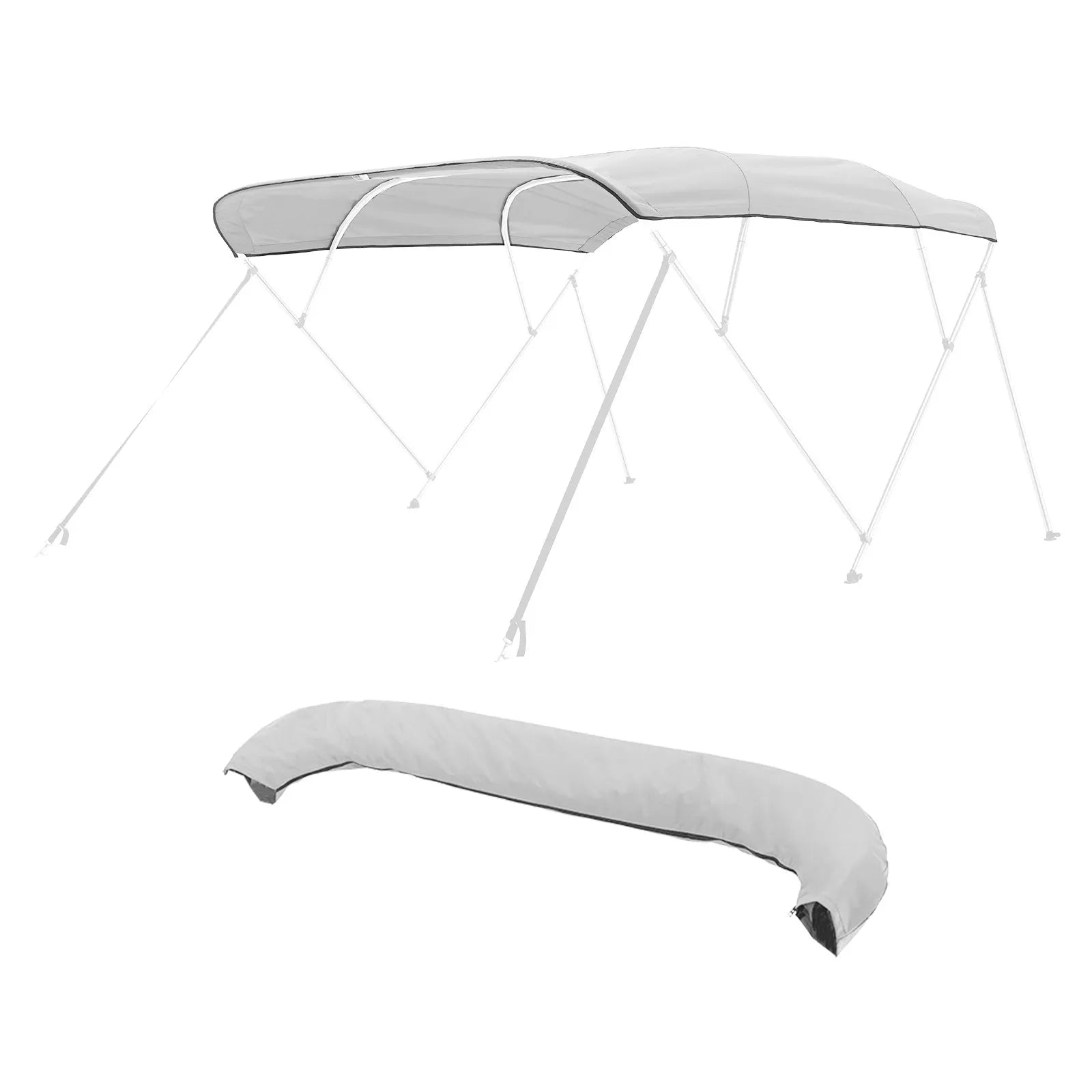 VEVOR 4 Bow Boat Bimini Tops 96"Lx(91"-96")W Awning Top Replacement Light Grey