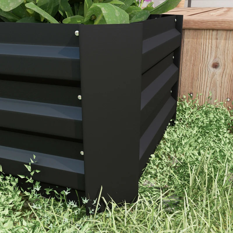 Set of 2 Raised Garden Bed, Steel Elevated Planter Box for Flowers, Herbs, Succulents, 39"x20"x12", Black