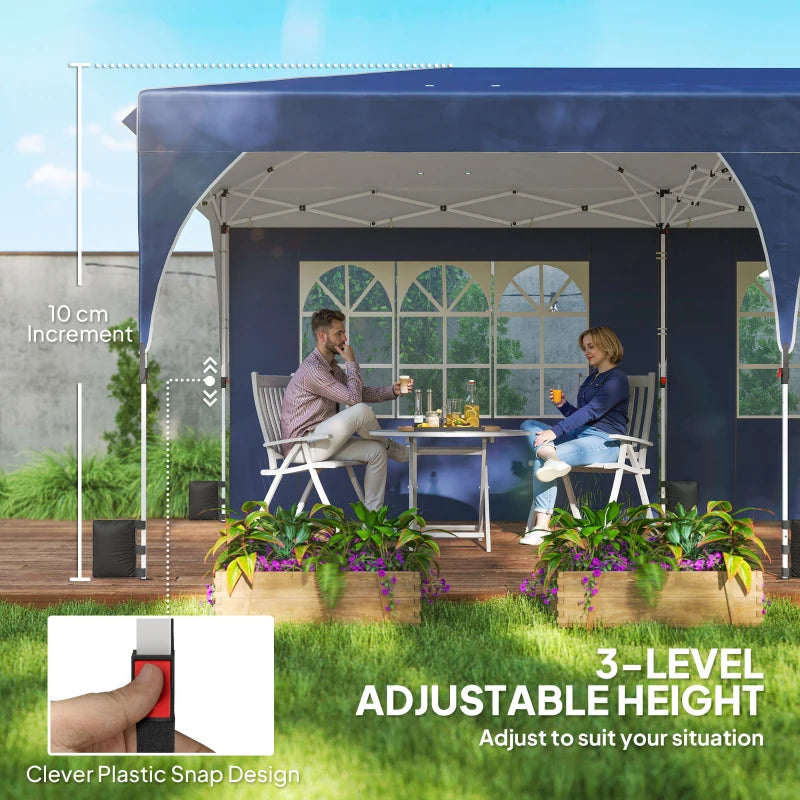 10 x 20 ft Pop Up Canopy Tent with Reflective Strips, UPF 50+ Easy up Instant Canopy with 6 Sandbags, Dark Blue
