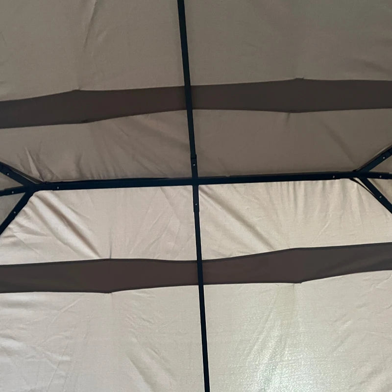 13'x 10' Soft-top Steel Patio Gazebo Canopy Party Tent with 6 Removable Curtains and Drainage Holes, Khaki