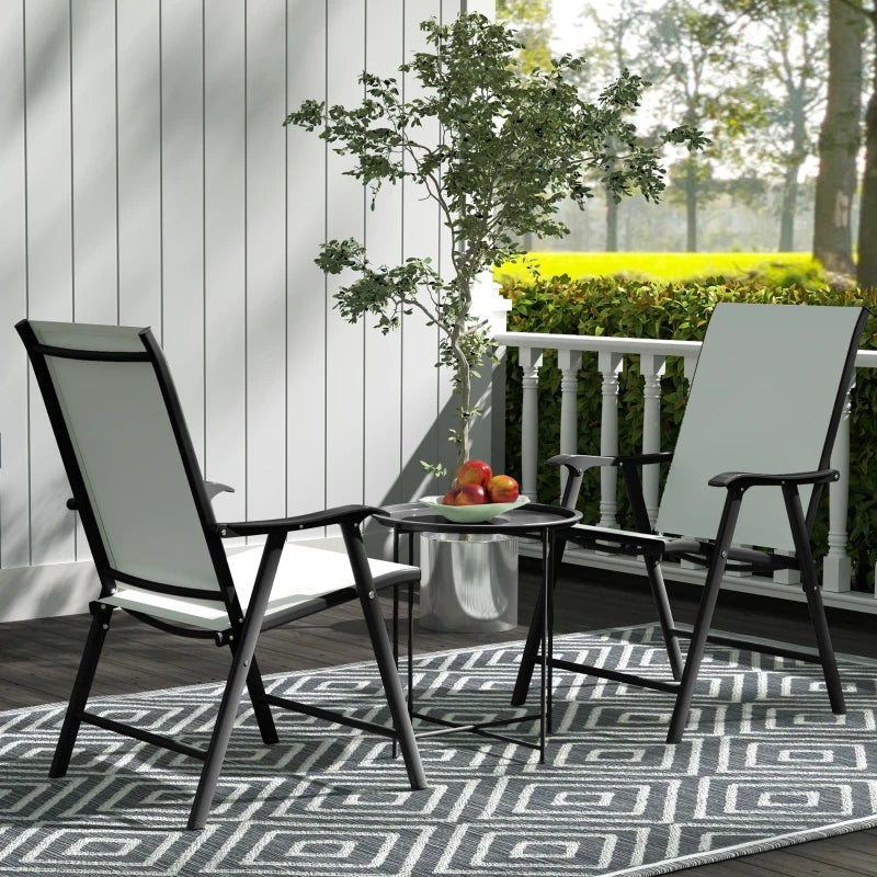 18" Outdoor Side Table with Removable Tray and Folding Legs, Indoor Outdoor for Balcony, Porch, Black